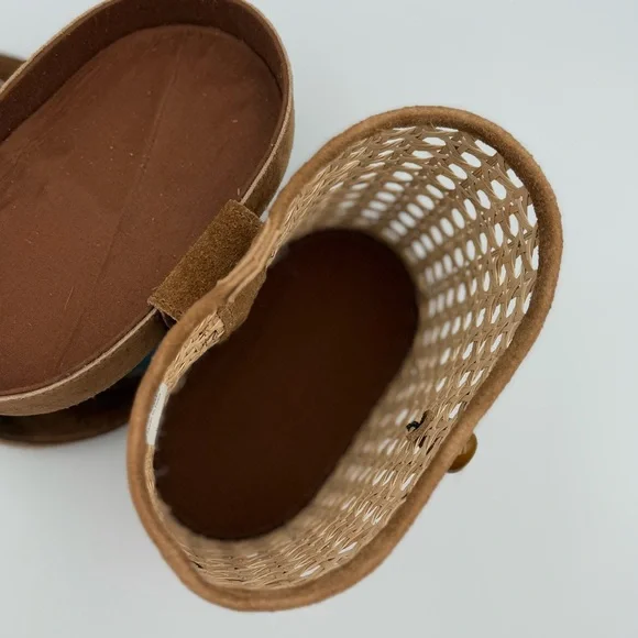 Cane Rattan And Suede Crossbody Bucket Bag - Picture 2 of 12